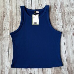 H&M Women's Ribbed Tank Top Royal Cobalt Blue sz Medium Sustainable Racerback